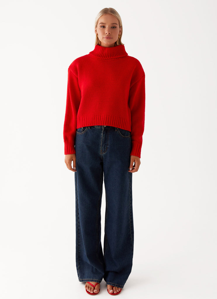 Peppermayo Peppermayo Exclusive - Paint The Town Red Oversized Knit Jumper - Red