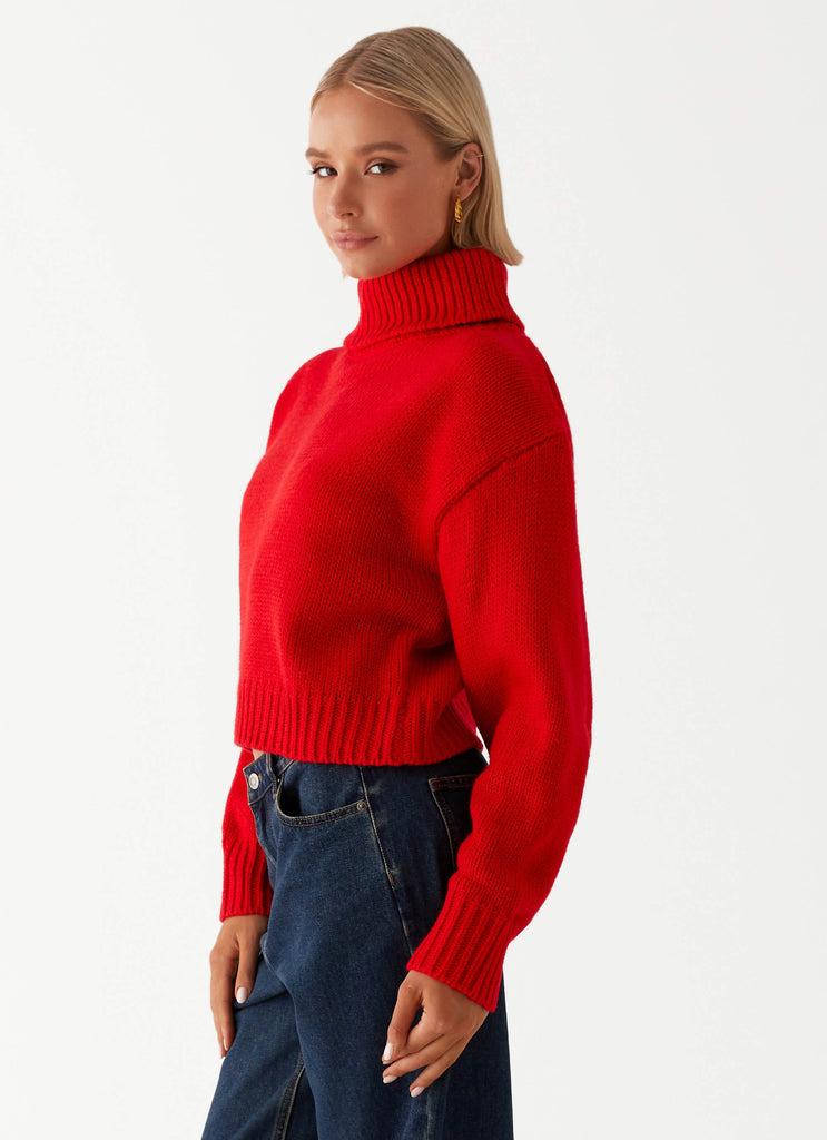 Peppermayo Peppermayo Exclusive - Paint The Town Red Oversized Knit Jumper - Red