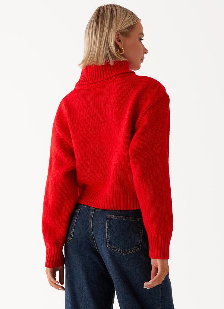 Peppermayo Peppermayo Exclusive - Paint The Town Red Oversized Knit Jumper - Red