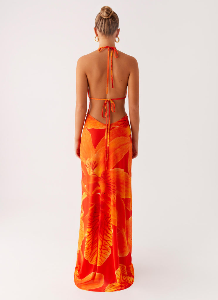Peppermayo Peppermayo Exclusive - Palawan Mesh Maxi Dress - Orange Floral