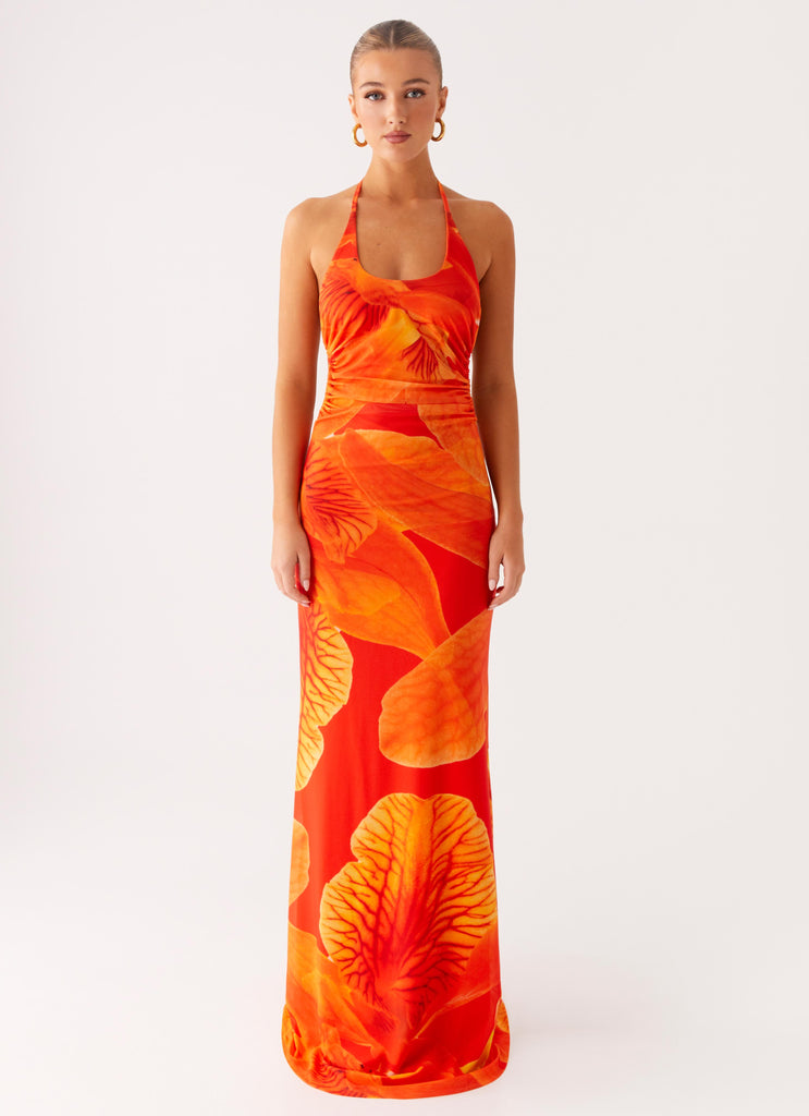 Peppermayo Peppermayo Exclusive - Palawan Mesh Maxi Dress - Orange Floral