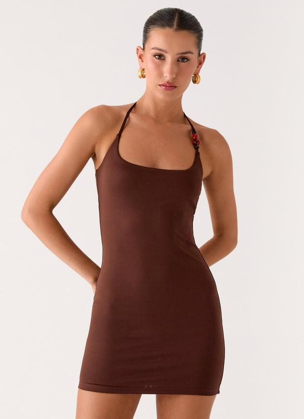 peppermayo Peppermayo Exclusive - Palm Beach Mini Dress - Chocolate