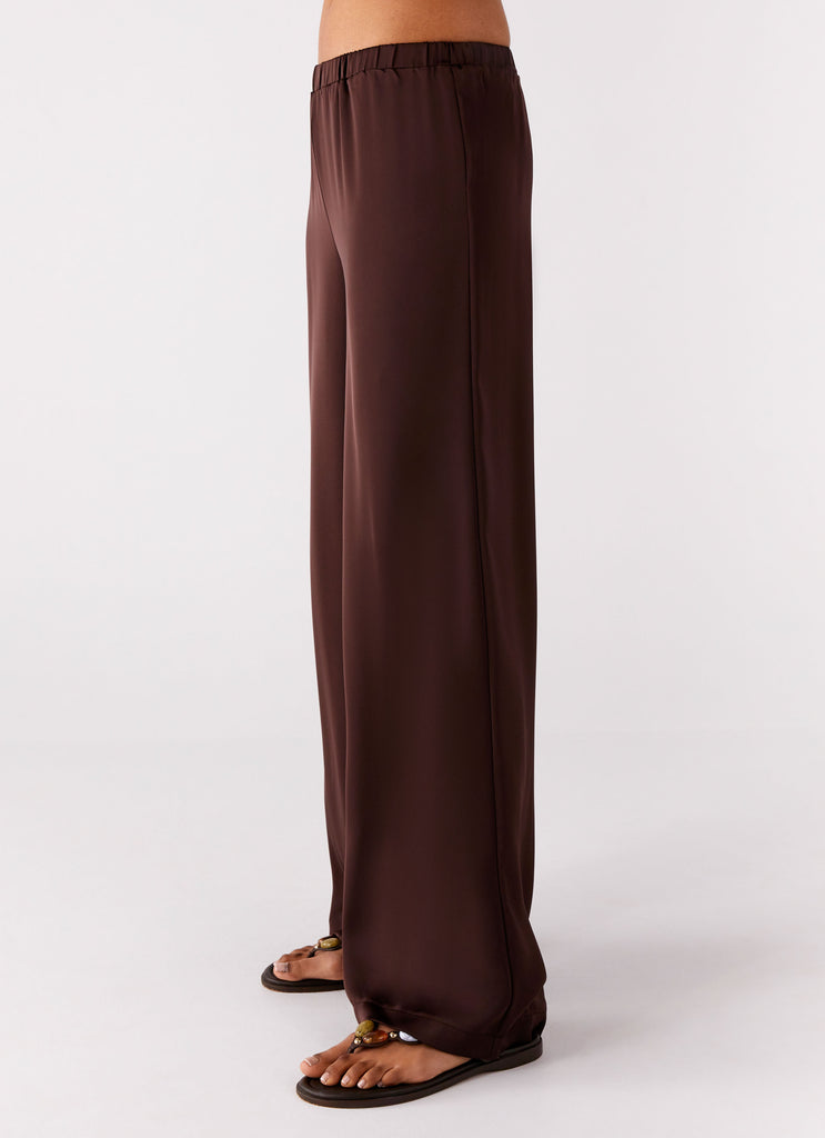 Peppermayo Peppermayo Exclusive - Palm Cove Satin Pants - Chocolate