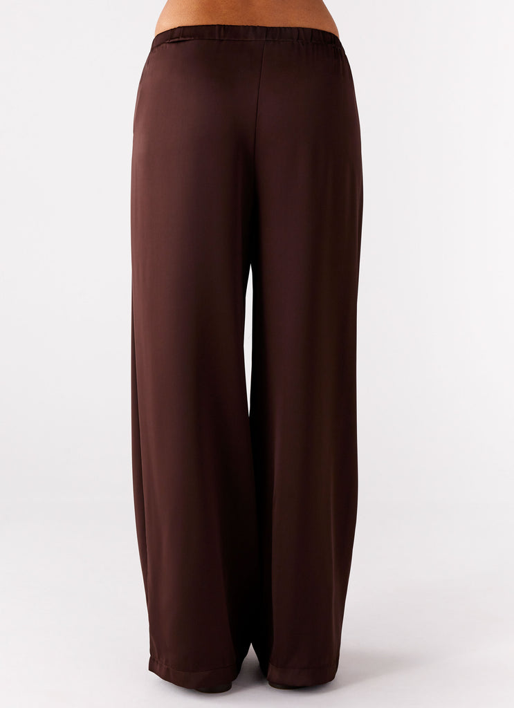 Peppermayo Peppermayo Exclusive - Palm Cove Satin Pants - Chocolate