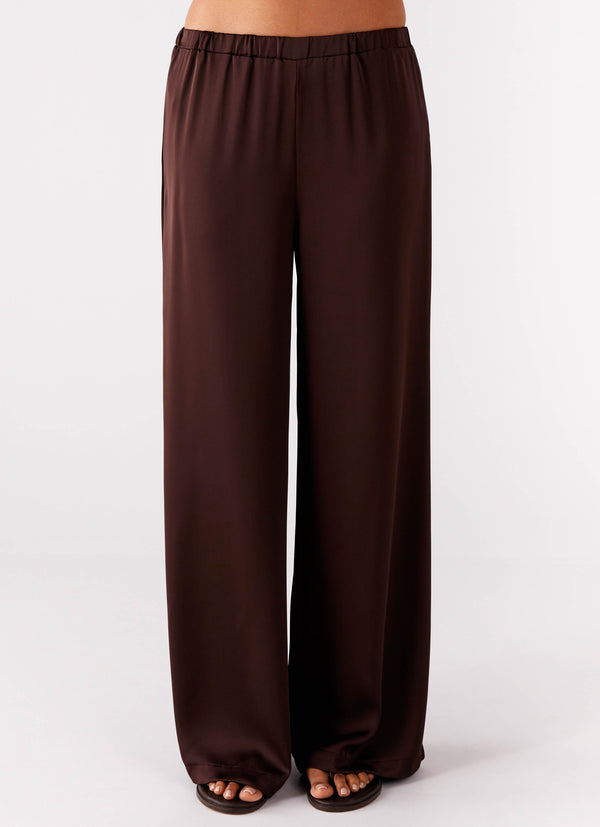peppermayo Peppermayo Exclusive - Palm Cove Satin Pants - Chocolate