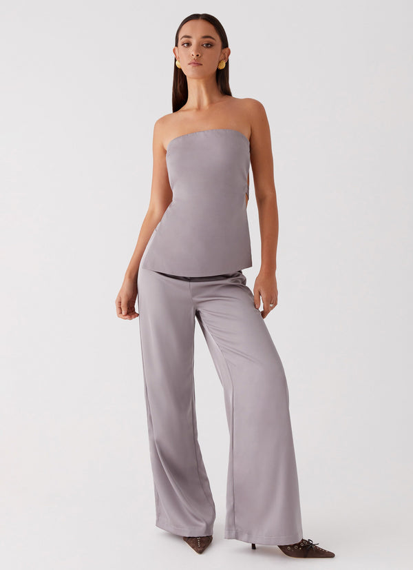 peppermayo Peppermayo Exclusive - Palm Cove Satin Pants - Grey