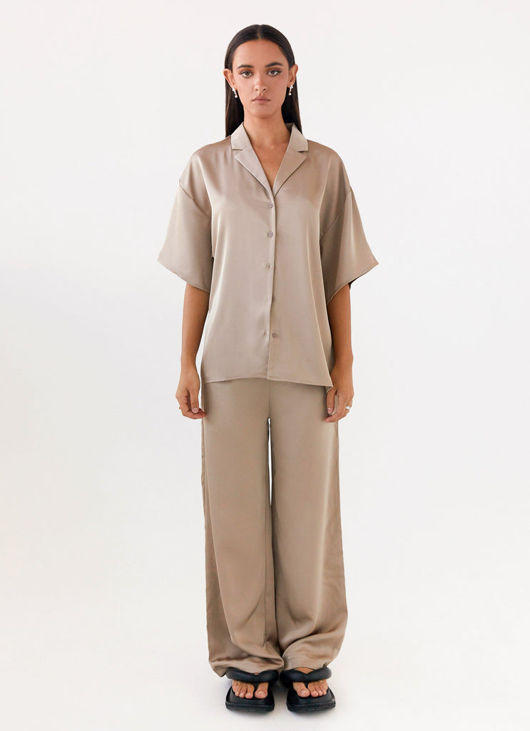 Peppermayo Peppermayo Exclusive - Palm Cove Satin Pants - Mushroom