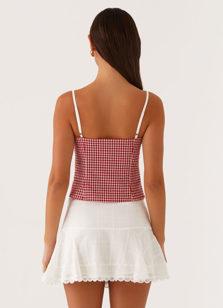 Peppermayo Peppermayo Exclusive - Palmer Ruffle Bustier Top - Red Gingham