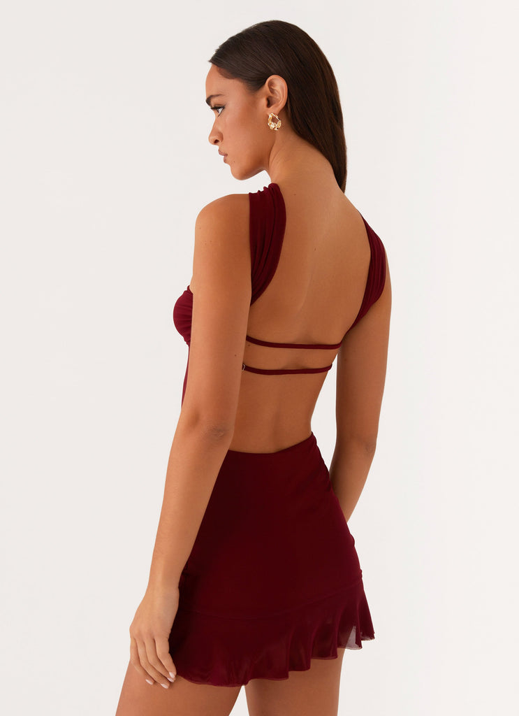 Peppermayo Peppermayo Exclusive - Pari Open Back Mini Dress - Mulberry