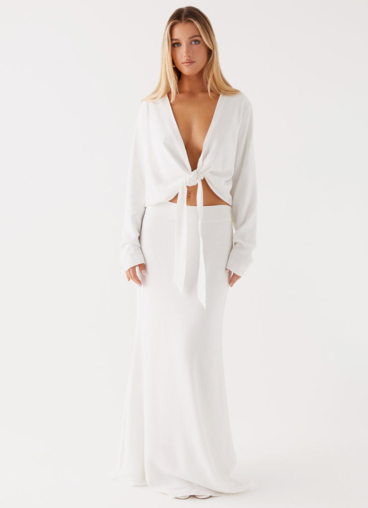 Peppermayo Peppermayo Exclusive - Parker Linen Knotted Top - White