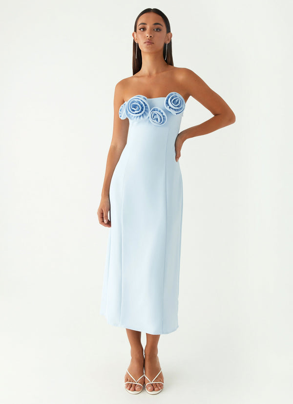 peppermayo Peppermayo Exclusive - Patsie Strapless Midi Dress - Blue