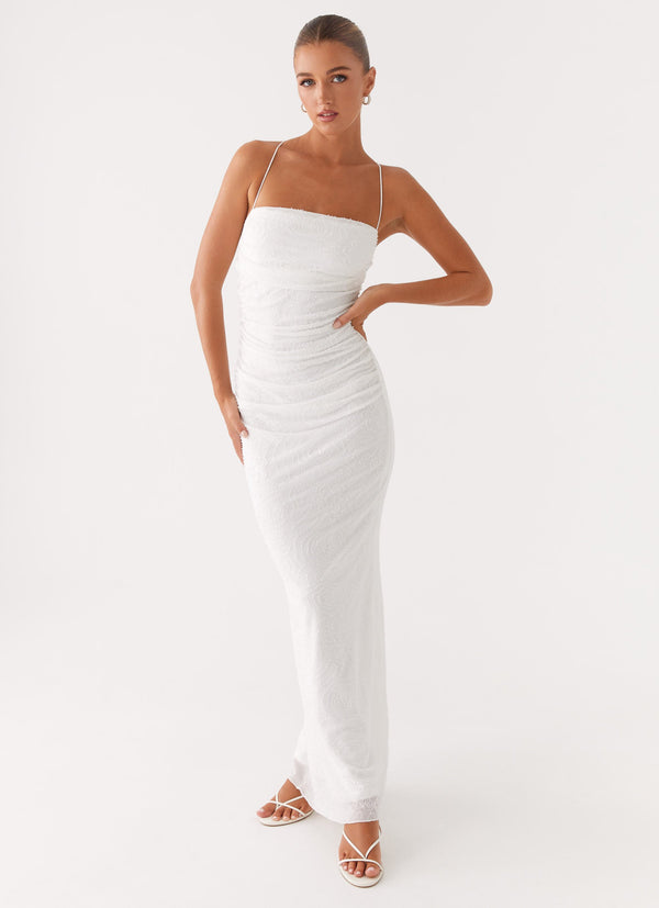 peppermayo Peppermayo Exclusive - Paxton Beaded Maxi Dress - White