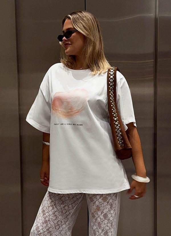 peppermayo Peppermayo Exclusive - Pearl Oversized Tee - White