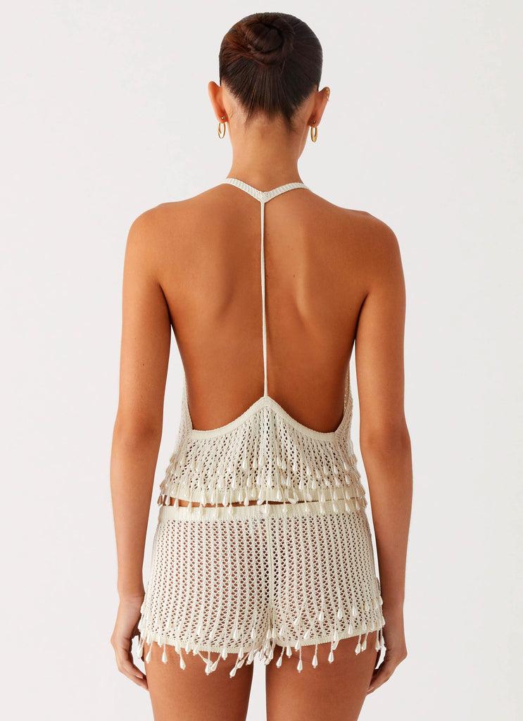Peppermayo Peppermayo Exclusive - Pearl Shore Beaded Crochet Top - Ivory