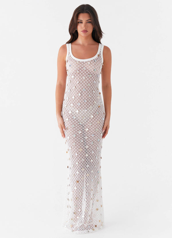 peppermayo Peppermayo Exclusive - Penida Shell Knit Maxi Dress - White