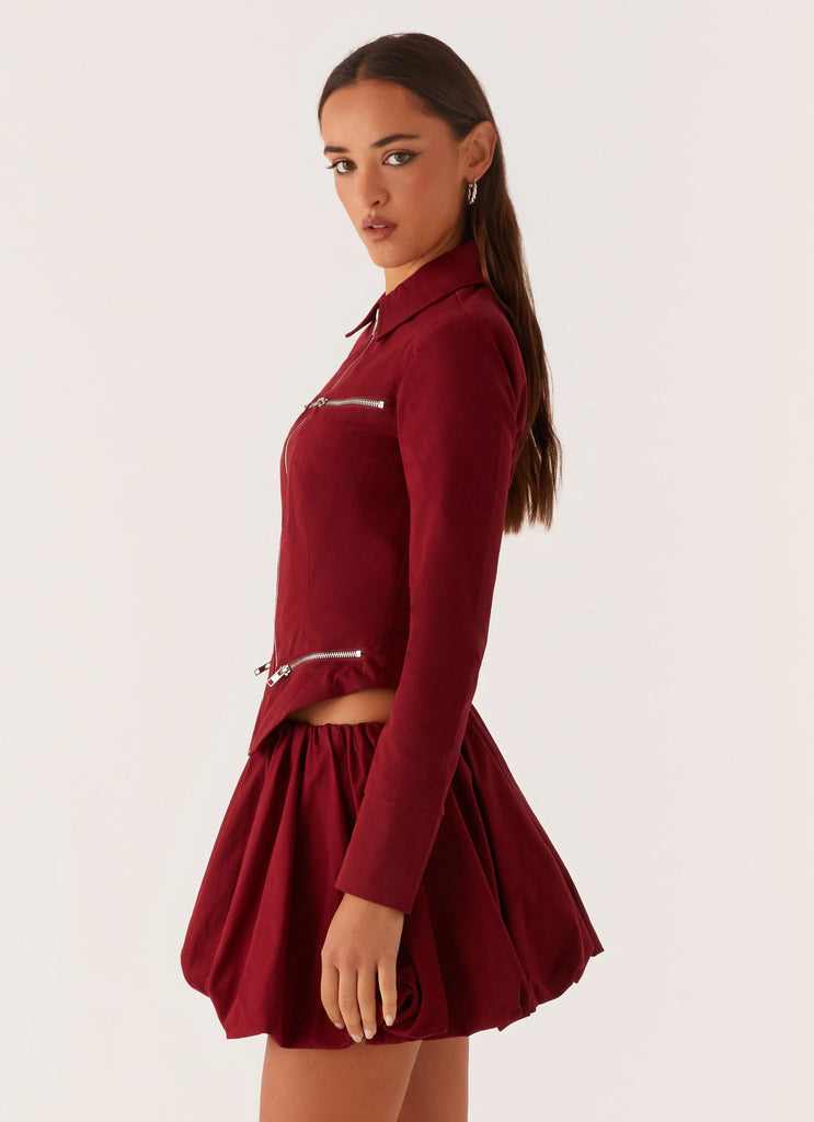 Peppermayo Peppermayo Exclusive - Petra Fitted Zip Top - Mulberry