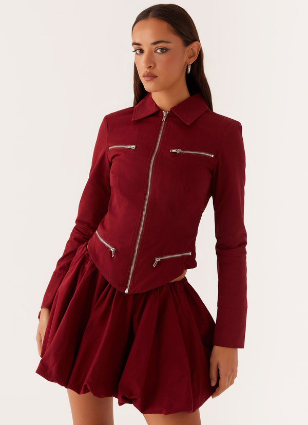 peppermayo Peppermayo Exclusive - Petra Fitted Zip Top - Mulberry