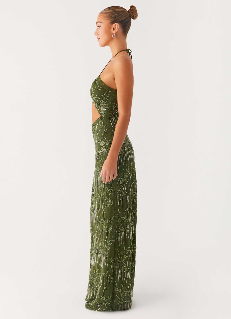 Peppermayo Peppermayo Exclusive - Phoenicia Beaded Maxi Dress - Khaki
