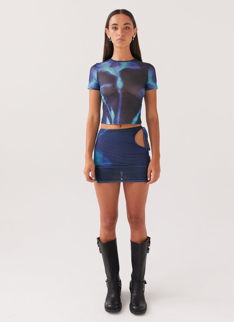 Peppermayo Peppermayo Exclusive - Planet Love Mesh Mini Skirt - Cyber Rose