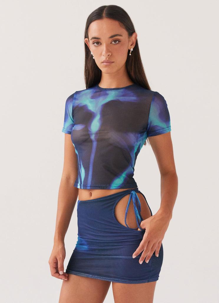 Peppermayo Peppermayo Exclusive - Planet Love Mesh Mini Skirt - Cyber Rose