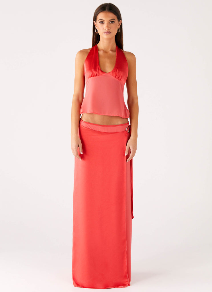 Peppermayo Peppermayo Exclusive - Pollie Wrap Maxi Skirt - Coral