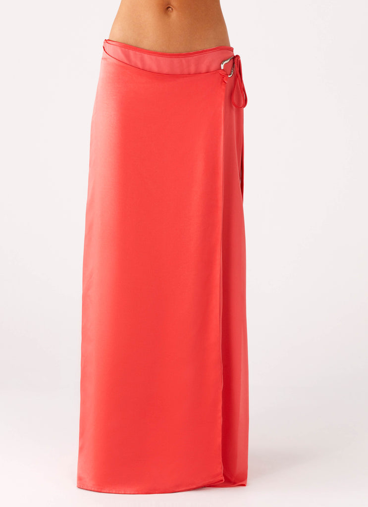 Peppermayo Peppermayo Exclusive - Pollie Wrap Maxi Skirt - Coral