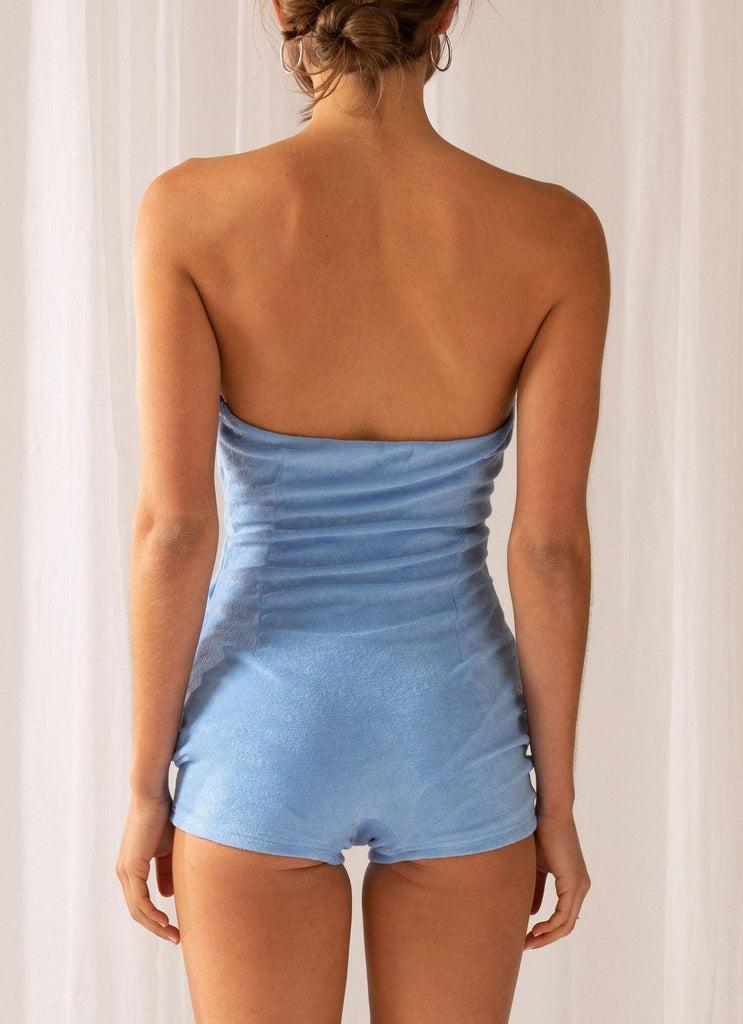 Peppermayo Peppermayo Exclusive - Poolside Fever Terry Jumpsuit - Ocean Blue