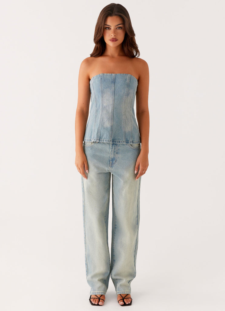 Peppermayo Peppermayo Exclusive - Poppy Low Rise Jeans - Vintage Denim