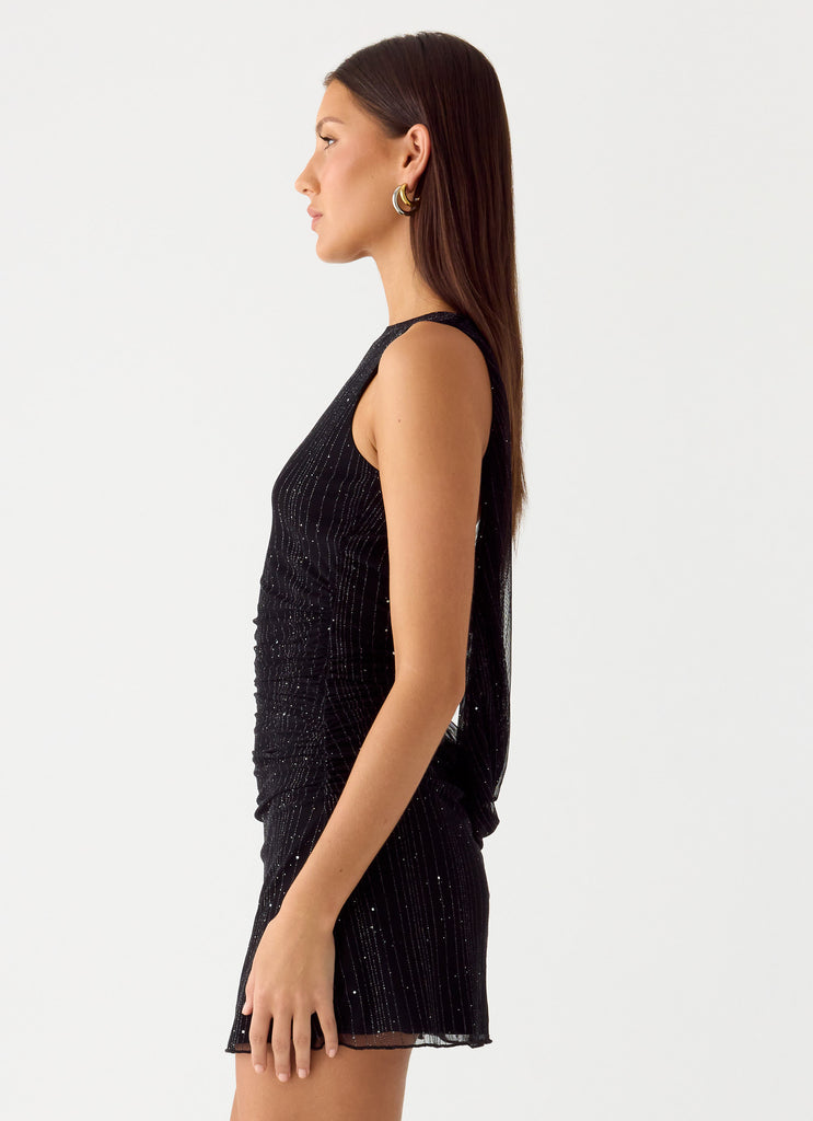Peppermayo Peppermayo Exclusive - Portofino Sparkle Mesh Mini Dress - Black