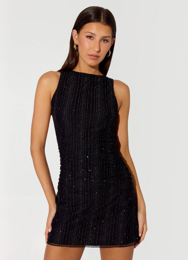 peppermayo Peppermayo Exclusive - Portofino Sparkle Mesh Mini Dress - Black peppermayo Peppermayo Exclusive - Portofino Sparkle Mesh Mini Dress - Black