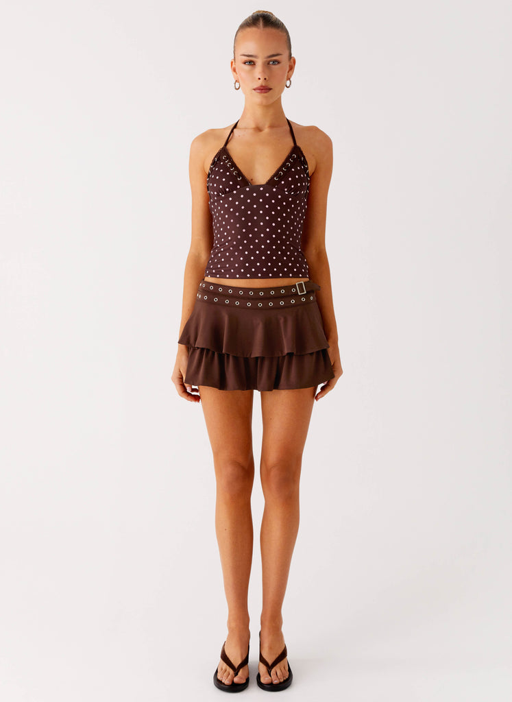 Peppermayo Peppermayo Exclusive - Prologue Belt Mini Skort - Chocolate