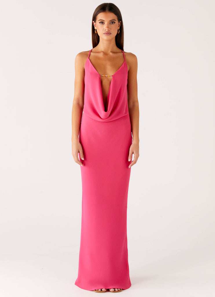 Peppermayo Peppermayo Exclusive - Pure Heart Cowl Maxi Dress - Fuchsia