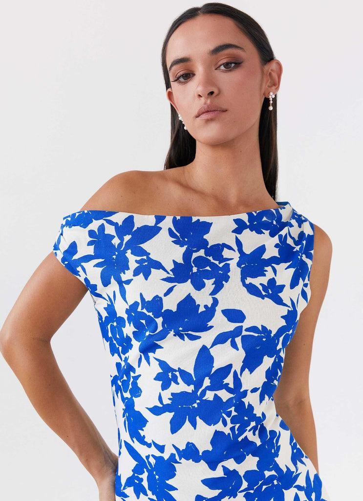 Peppermayo Peppermayo Exclusive - Pyper Off Shoulder Maxi Dress - Blue Floral