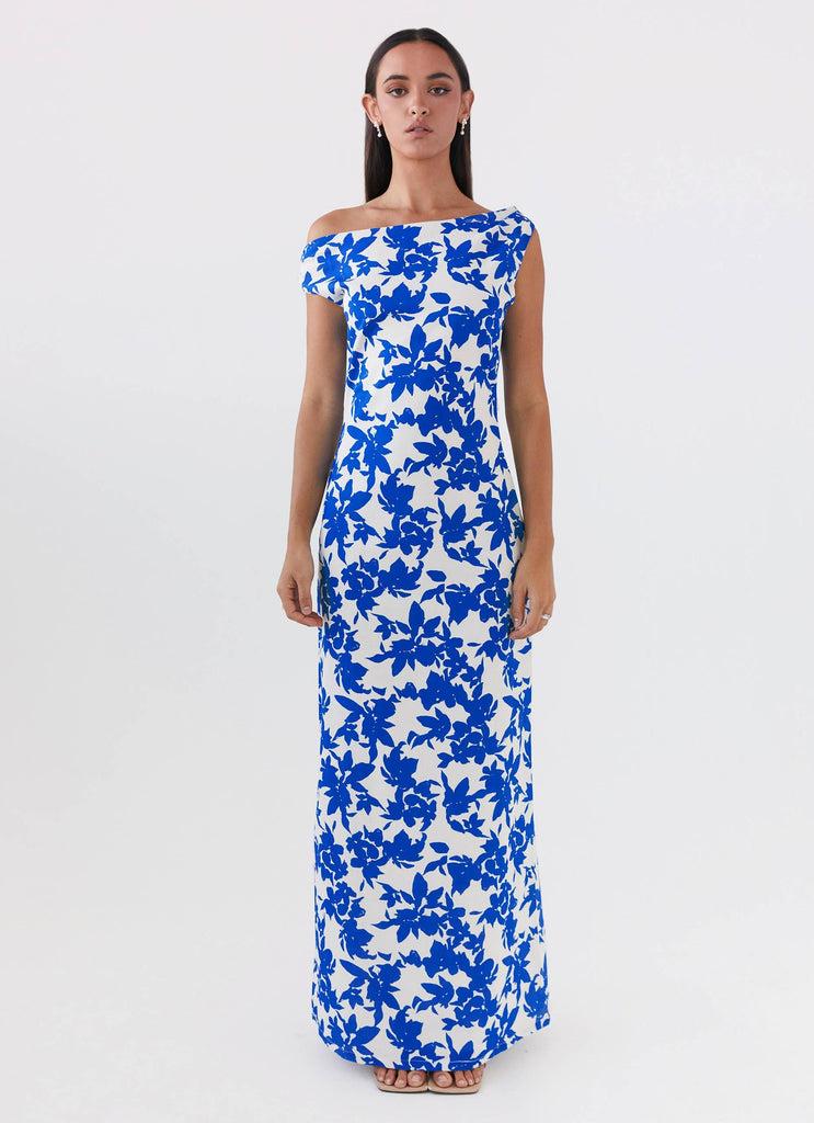 Peppermayo Peppermayo Exclusive - Pyper Off Shoulder Maxi Dress - Blue Floral