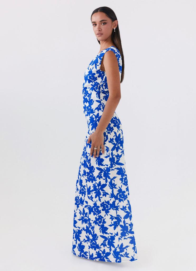 Peppermayo Peppermayo Exclusive - Pyper Off Shoulder Maxi Dress - Blue Floral