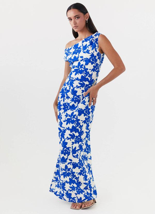 peppermayo Peppermayo Exclusive - Pyper Off Shoulder Maxi Dress - Blue Floral