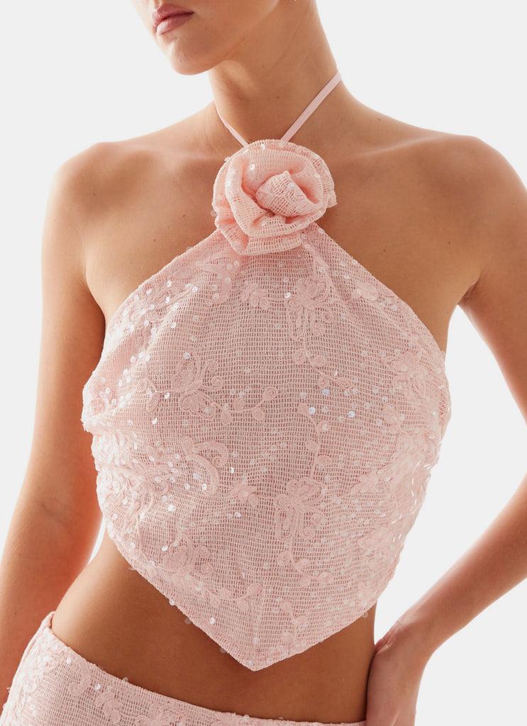 Peppermayo Peppermayo Exclusive - Queenie Sequin Halter Top - Pink