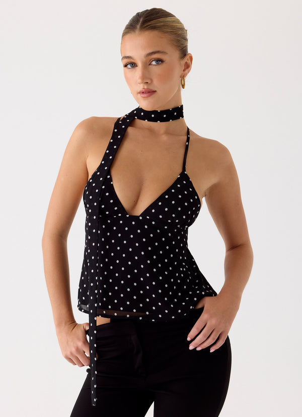peppermayo Peppermayo Exclusive - Quiero Backless Top - Black Polkadot