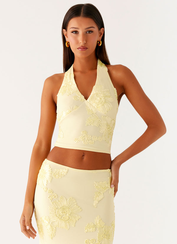 peppermayo Peppermayo Exclusive - Radiate Halterneck Top - Yellow