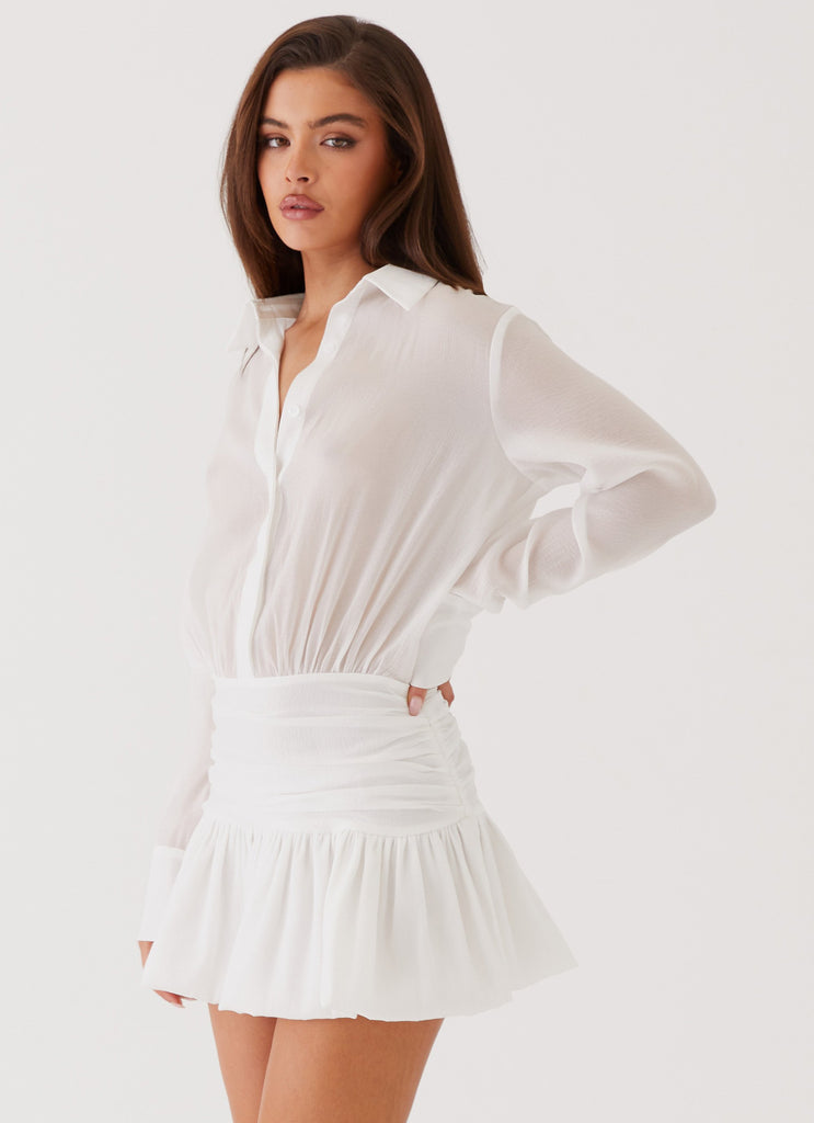 Peppermayo Peppermayo Exclusive - Rae Long Sleeve Shirt Dress - White