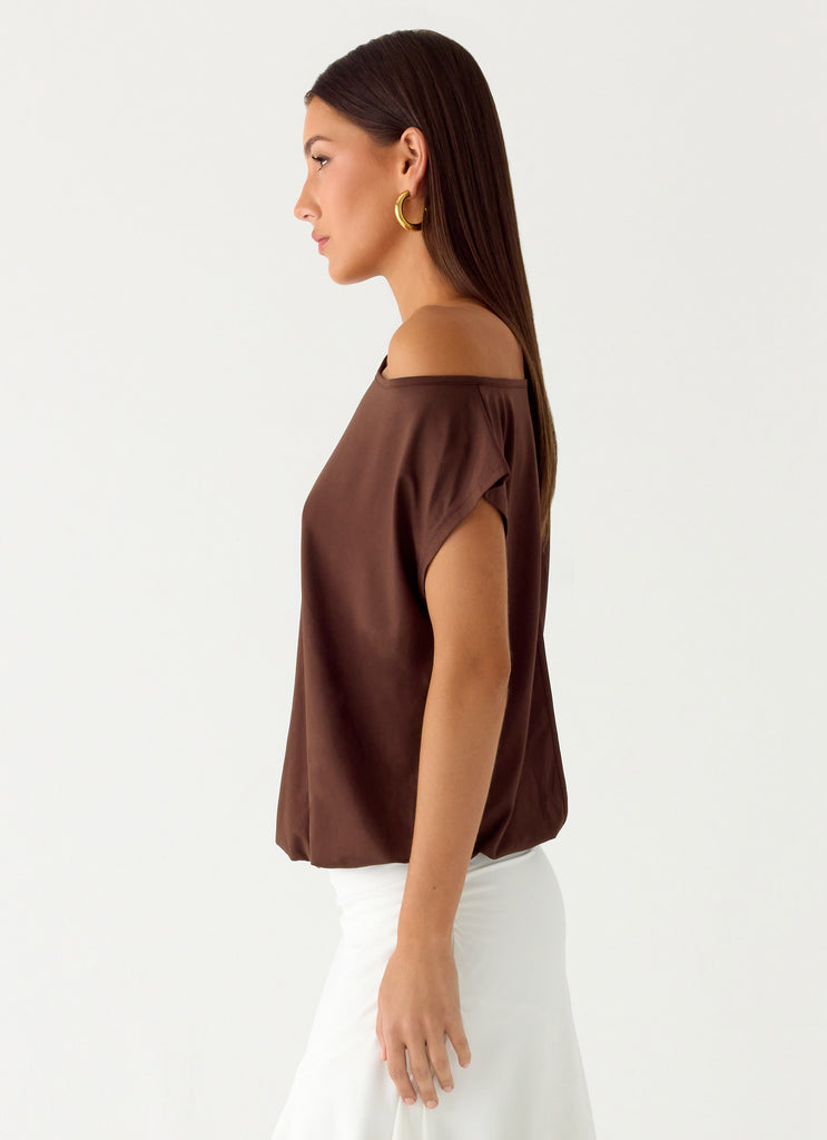 Peppermayo Peppermayo Exclusive - Raeni Off Shoulder Top - Chocolate