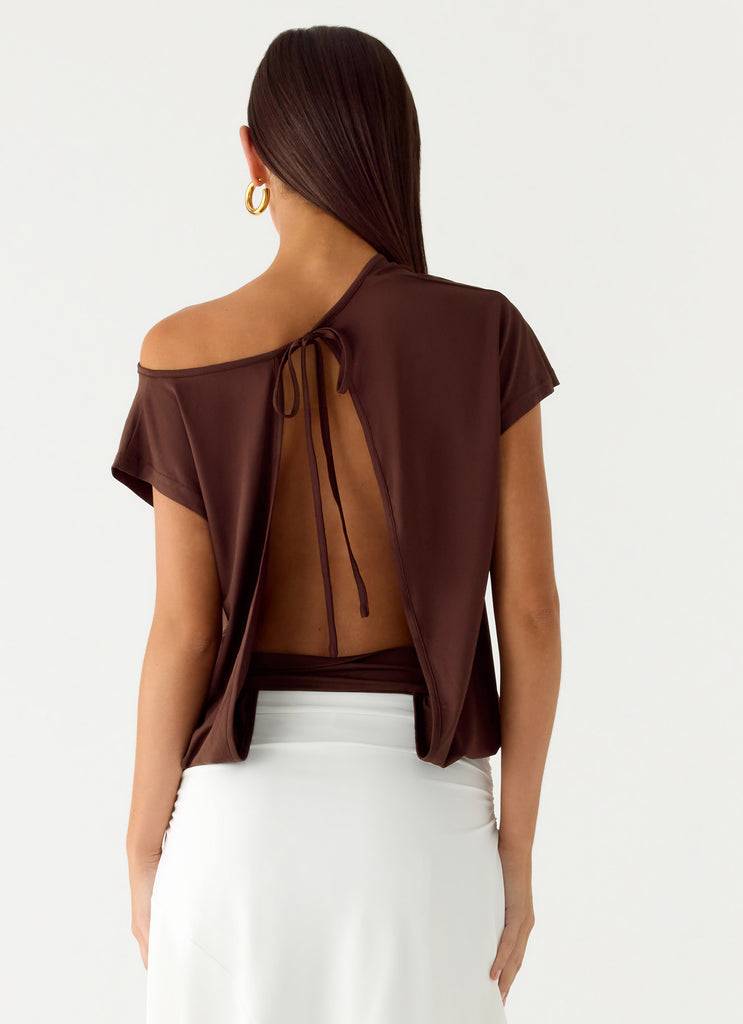 Peppermayo Peppermayo Exclusive - Raeni Off Shoulder Top - Chocolate