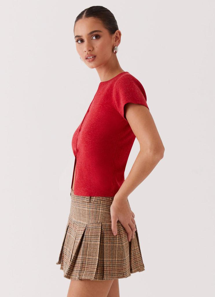Peppermayo Peppermayo Exclusive - Raina Knit Crop Top - Ruby Red