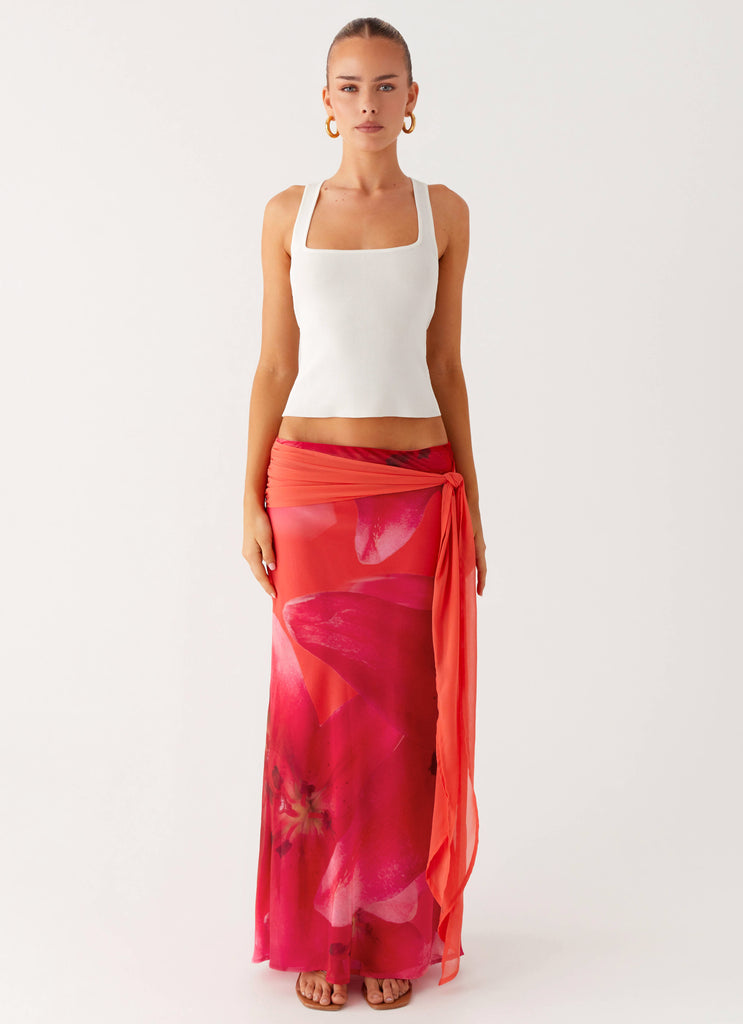 Peppermayo Peppermayo Exclusive - Raya Maxi Skirt - Peach Watermelon Flower