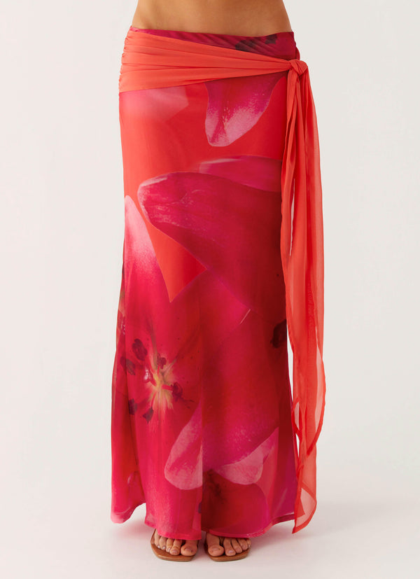 peppermayo Peppermayo Exclusive - Raya Maxi Skirt - Peach Watermelon Flower