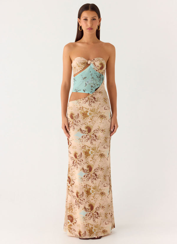 peppermayo Peppermayo Exclusive - React Strapless Maxi Dress - Desert Blur peppermayo Peppermayo Exclusive - React Strapless Maxi Dress - Desert Blur