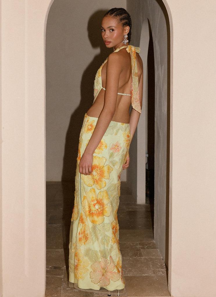 Peppermayo Peppermayo Exclusive - Really Something Beaded Maxi Dress - Green Floral Beaded