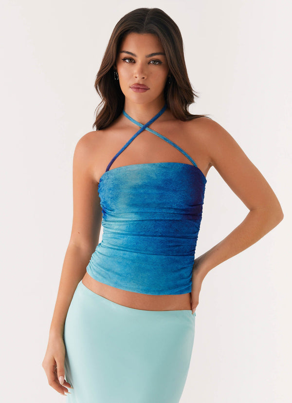 peppermayo Peppermayo Exclusive - Remedy Halter Top - Blue Tie Dye