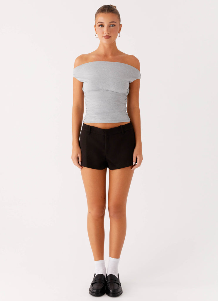 Peppermayo Peppermayo Exclusive - Reva Off Shoulder Top - Grey