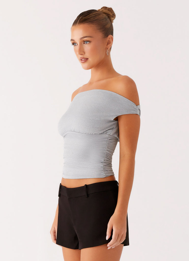 Peppermayo Peppermayo Exclusive - Reva Off Shoulder Top - Grey
